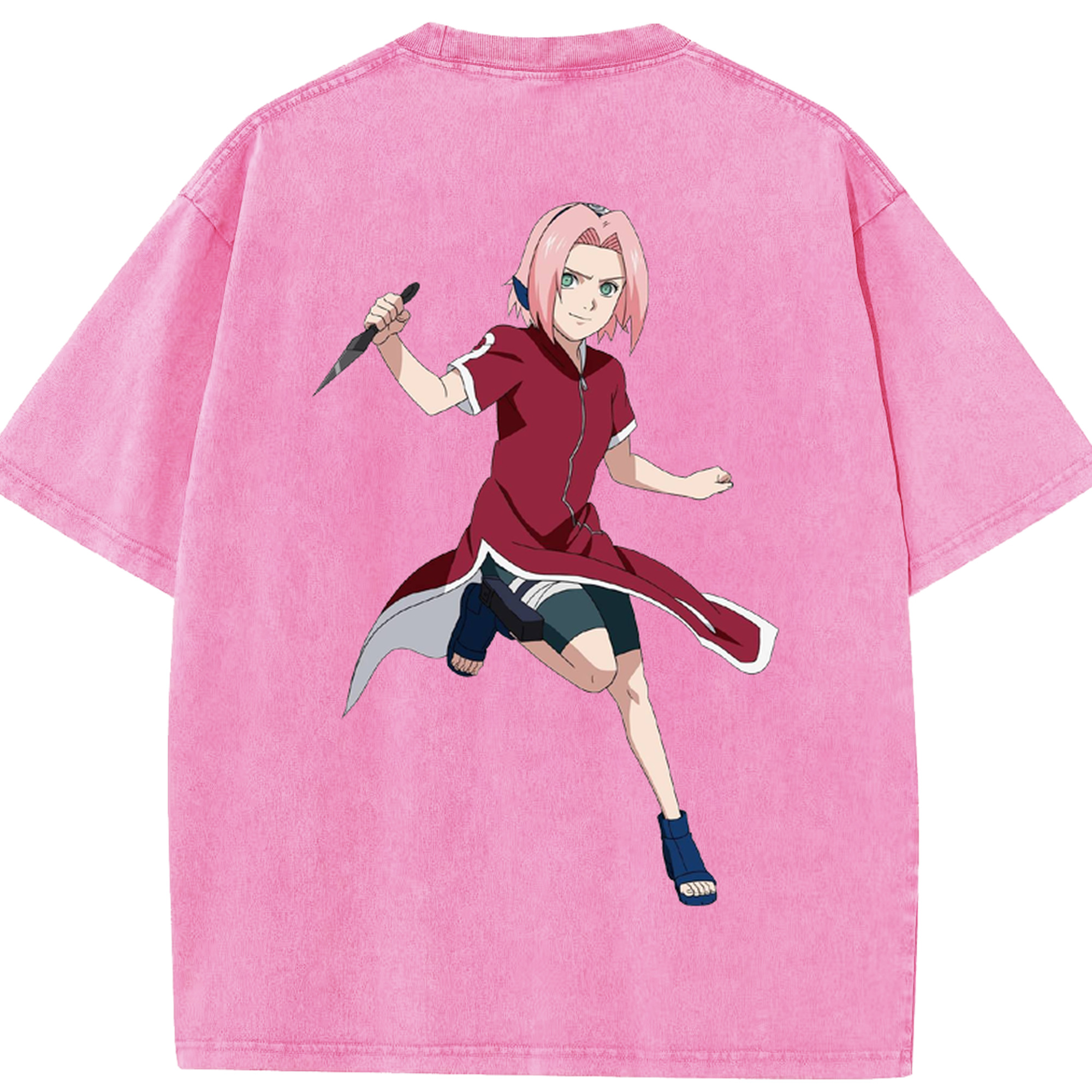 （画像用） NARUTO -ナルト- 春野サクラ Haruno Sakura 綿100% ヴィンテージ風 半袖Tシャツ（背面プリント）